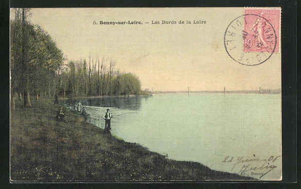 CPA Bonny-sur-Loire, Les Bords de la Loire, view of Ufer 1906
