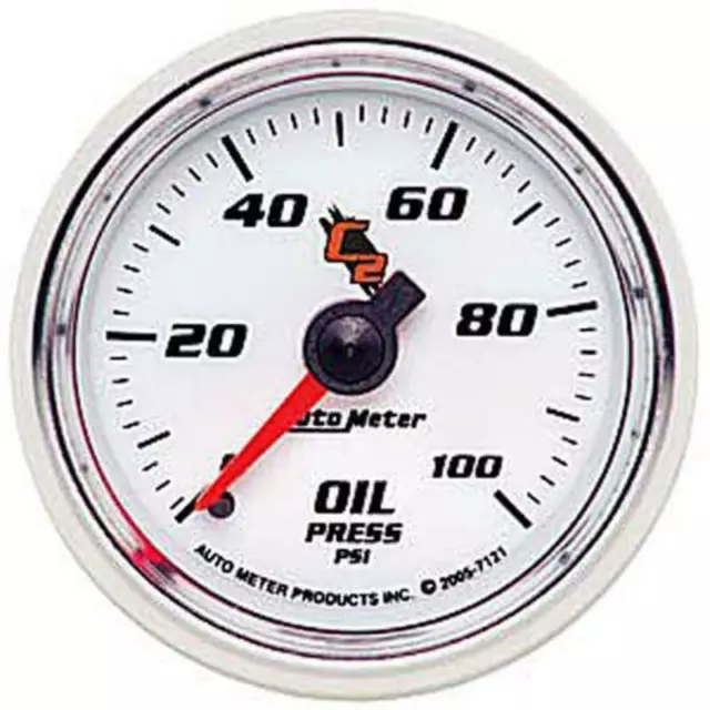 Auto Meter C2 Series Oil Pressure Gauge 2-1/16" Full Sweep Mechanical 0-100 psi