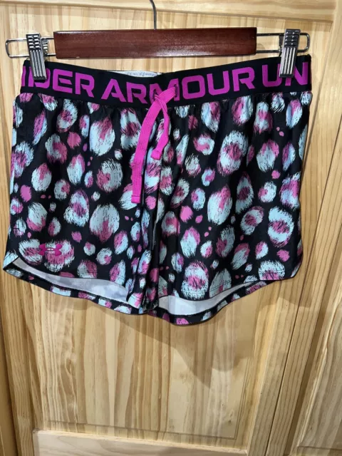 UNDER ARMOUR Loose Fit Girls Athletic Shorts Size Youth Large Black Pink White