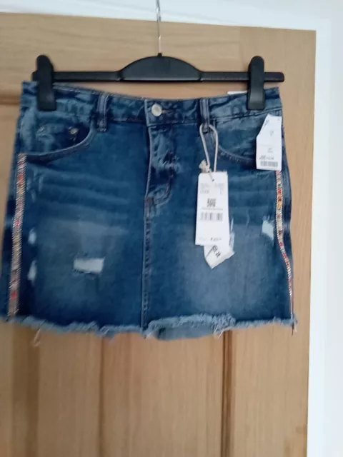 Hailys blue distressed denim Skort Skirt / Shorts BNWT  RRP £25 Large L