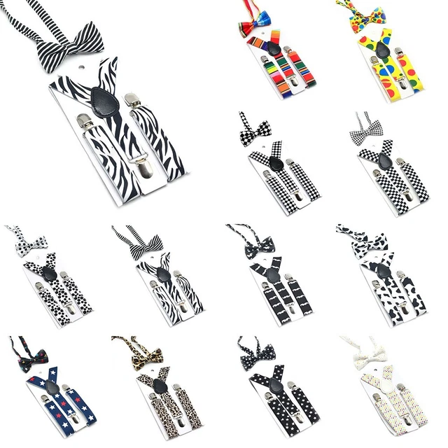 Set bretelle bambino stampa cinghia clip cintura bambini ragazzi matrimonio