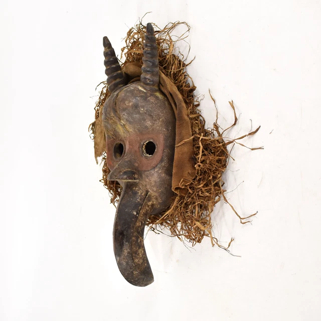 Dan Bird Mask with Beak Wood Raffia Côte d'Ivoire