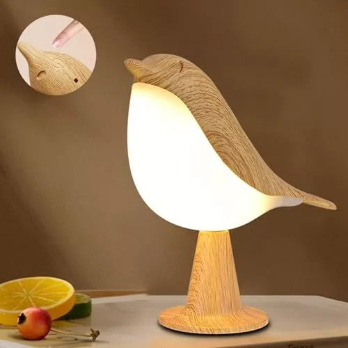 Nachttischlampe Touch Dimmbar, 3 Modi LED Tischlampe Vogel Leselicht mit Arom...