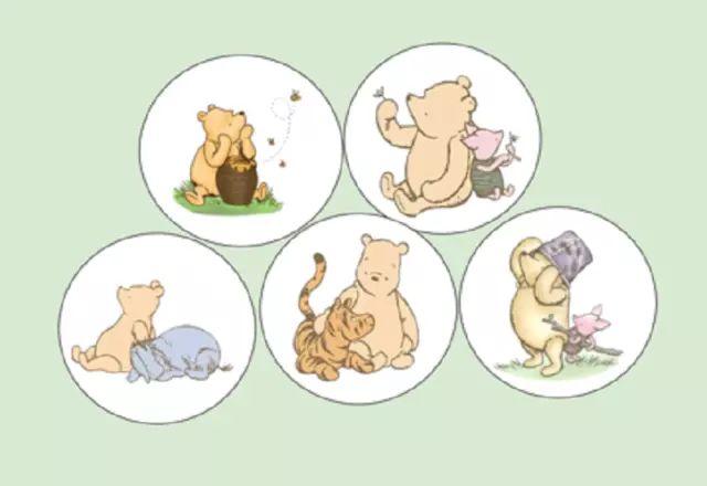 108 Classic Winnie the Pooh Baby Shower Kiss Stickers, chocolate kisses, Custom