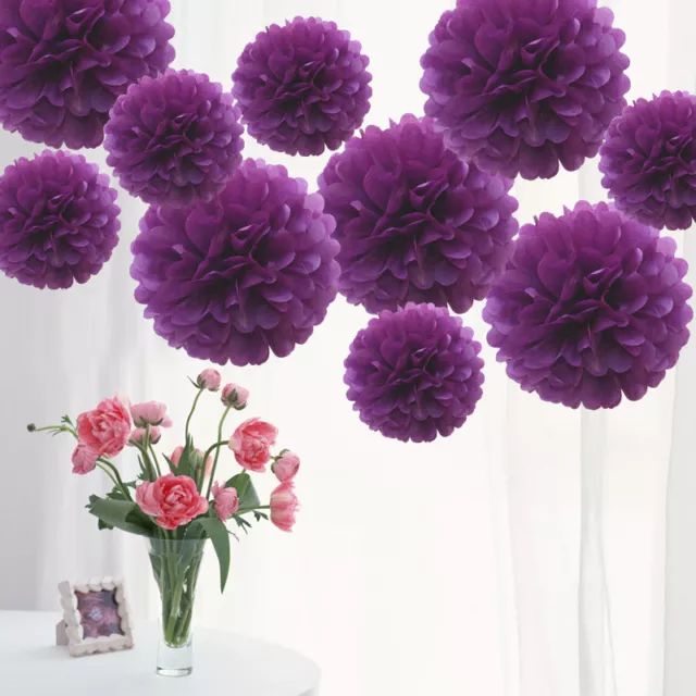 Purple Tissue Paper Pompoms Flower Wedding Party Decoration Pom Poms