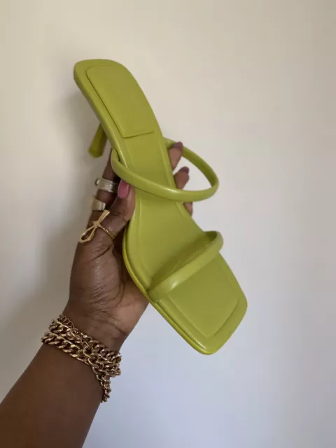 ZARA STRAPPY HEELED Leather Sandals In Pistachio Green 40.00