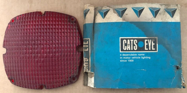 #2 Vintage CATS-EYE Ruby Red Plastic Car Lens Light Cover w/ Box #9382 Columbus