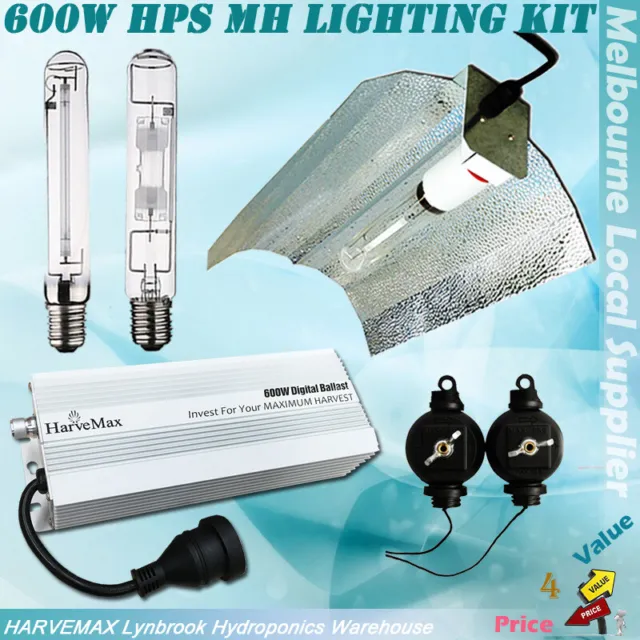 Hydroponics 600W HPS MH Grow Light Parts Digital Ballast Wing Shade Lighting Kit