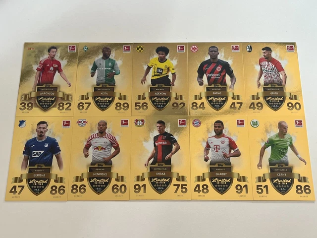 Cartes Topps Match Attax EXTRA Bundesliga 2023/2024 – Les 10 Cartes Dorées Des Années 90, Set Complet