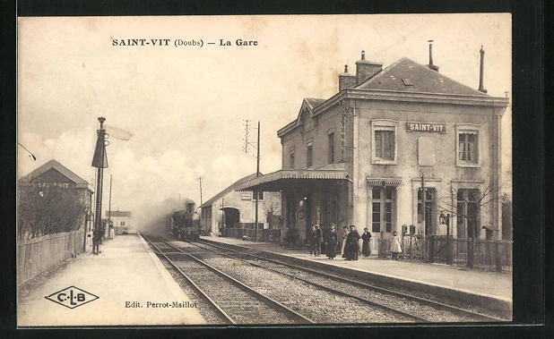 CPA Saint-Vit, La Gare, La Gare