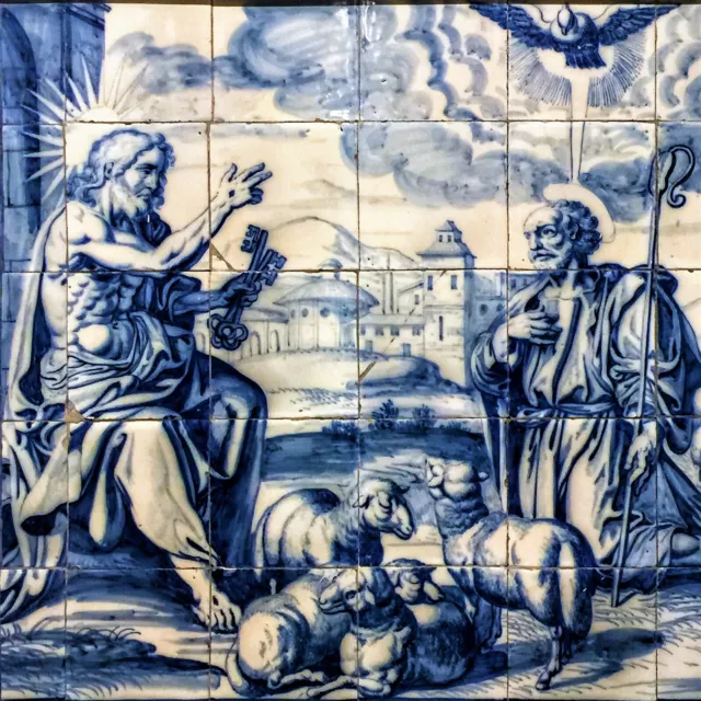 Vintage Ceramic Tile Portuguese Azulejo European Trivet Art Nouveau Azulejo