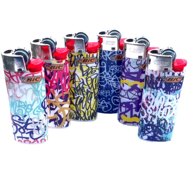 Genuine BIC MINI LIGHTERS Graffiti Assorted Colours Free delivery PICK AMOUNT UK