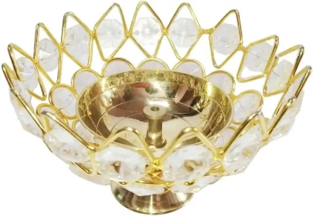 Diya Akhand En Laiton Avec Mèche Réglable - Pour Puja, Méditation, Décoration Temple - TRV