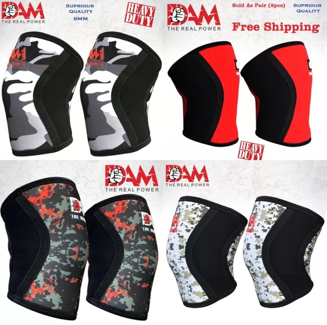 DAM Knee Sleeve Power Lifting Weightlifting Patella Support Brace Protector Camo