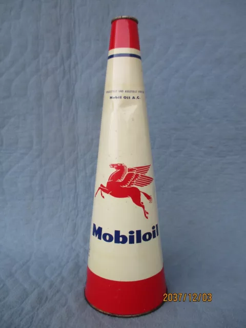 Blechdose Öl 50er Jahre Mobiloil Mobil Oil A.G.  1Liter ungeöffnet Pegasus Logo