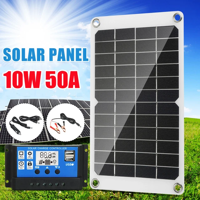 Kit Panneau Solaire 10W Chargeur batterie 12V 50A Bateau Contrôleur