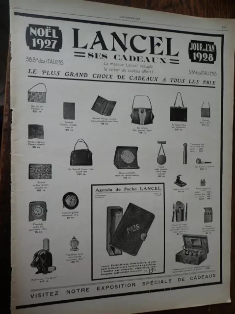 LANCEL + ROLLAND PILAIN car + KALAMAZOO pub advertising paper ILLUSTRATION 1927