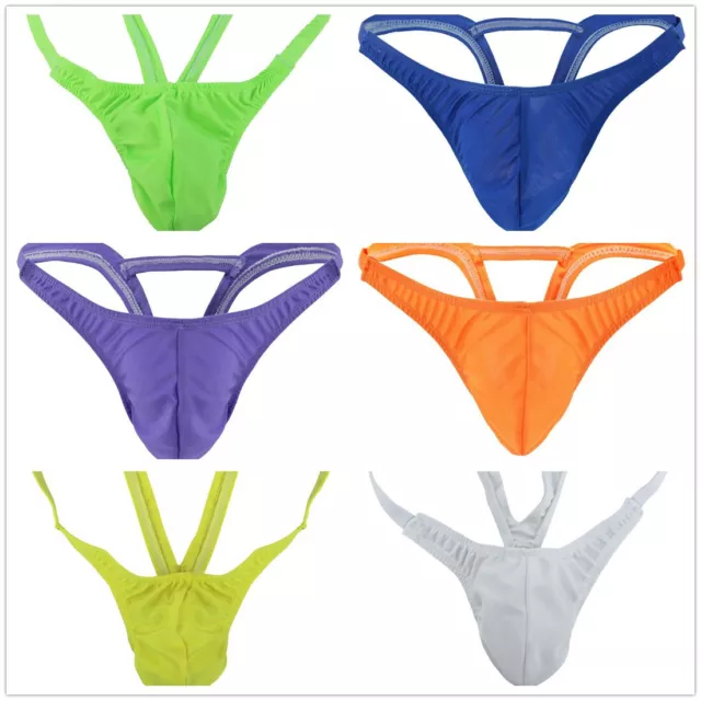 Men Jockstrap Bulge Bikini T-Back Thong Gay G-String Underwear Lingerie Swimwear