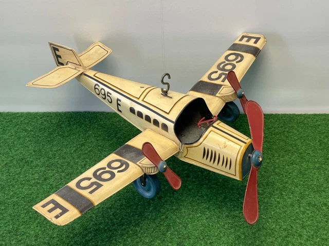 Jouet Avion Biplan En Tôle – Années 1950/60 – France – Jaune