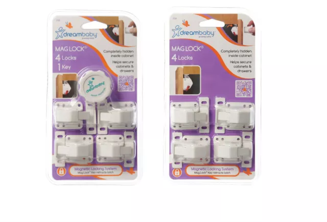 New Dreambaby Mag Lock 8 Locks 1 Key Magnetic Cabinet Drawer Baby Safety Dream