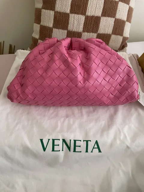 Bottega Veneta  Intrecciato Woven Nappa The Pouch Clutch Bag Pink $4200