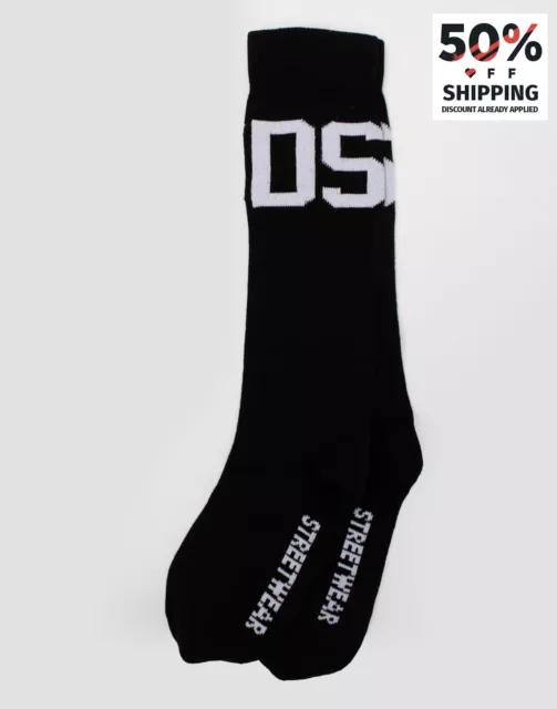 GCDS Everyday Knitted Crew Socks  One Size 'STREET WEAR' Intarsia Logo