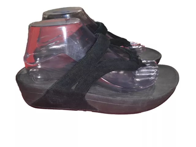 Fitflop Women Whirl Sandals Size 9 Black Suede Toe Thong Shoe Comfort