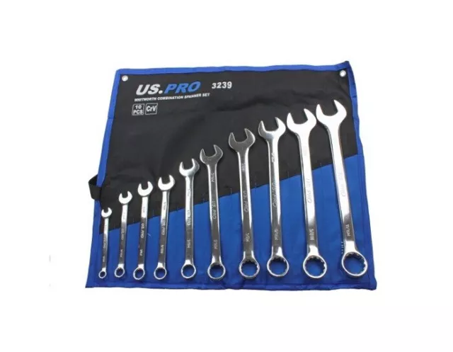 US Pro  10PC Whitworth Combination Spanner Set