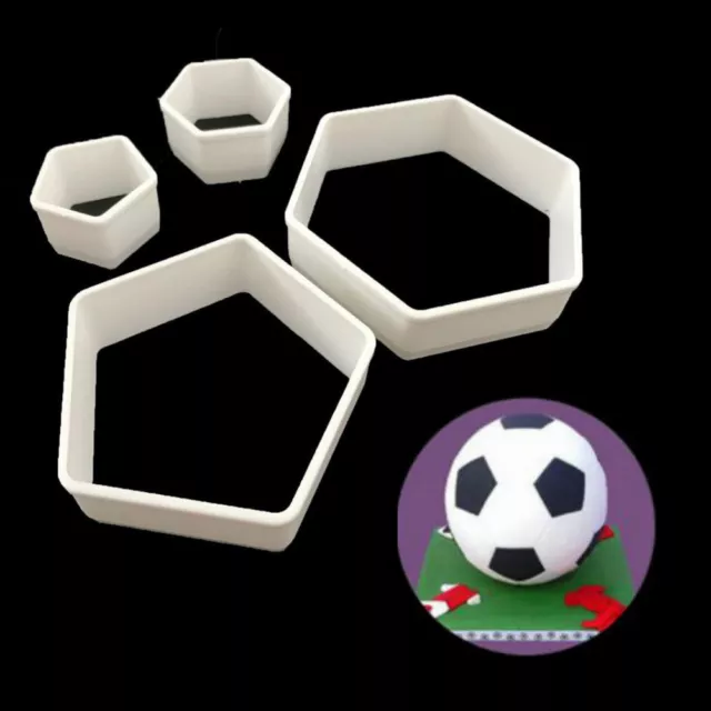 4Pcs Sugarcraft Football Fondant Mold Cookie Cutter Cake Decor Tools Bakeware.E_