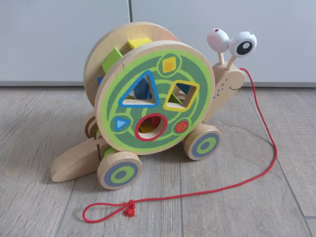 Nachziehschnecke von Hape Babyspielzeug Kinderspielzeug Rollschnecke Holzspielze