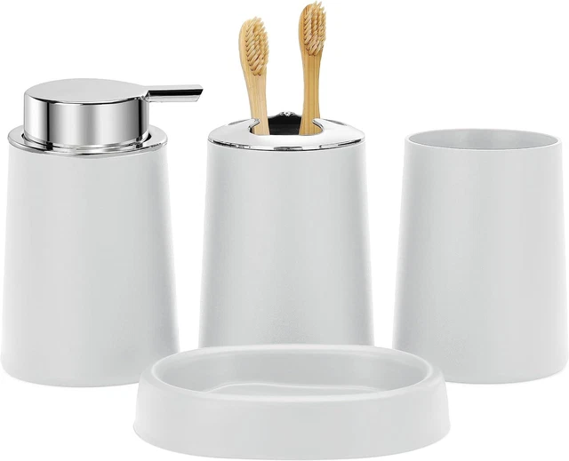 FEILANDUO Bathroom Accessories Set, 4 Pcs Accessory Black/White/Grey