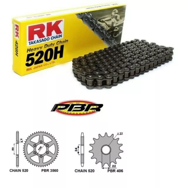 Kit trasmissione catena RK 520  corona 49 pignone 14 denti APRILIA 125 RX SIXDAY