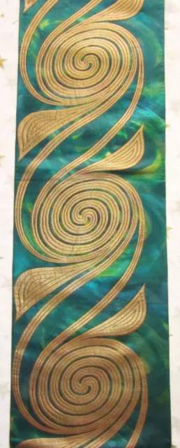 Vintage Japanese Kimono Wedding Fukuro Obi Silk Piece Geometric Celtic Spirals