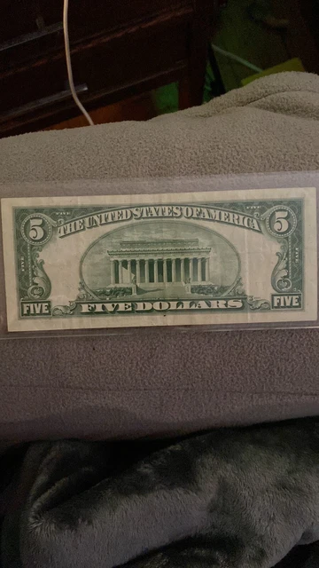 1934 D Five Dollar Bill Blue Seal Silver Certificate Not Done ” IN GOD WE TRUST” 5