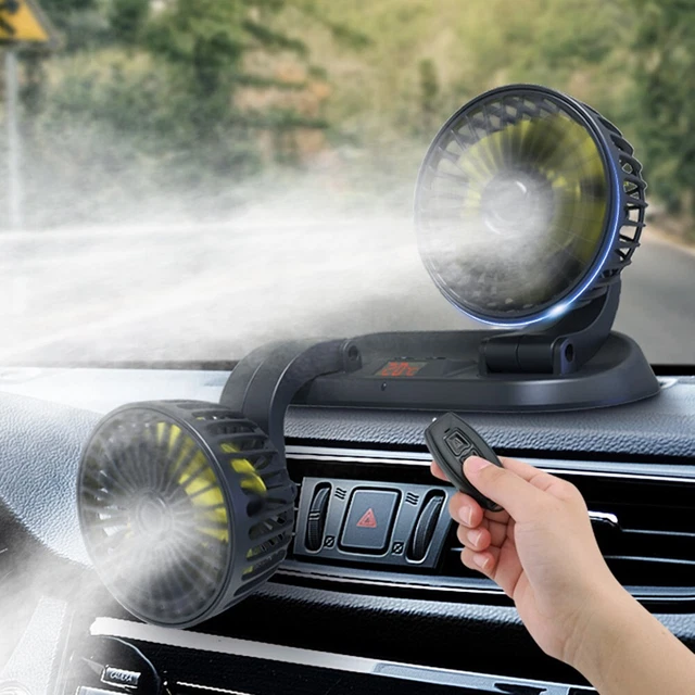 Car Summer Cooling Fan LED Light Double Head Replacement Part Fan Dashboard