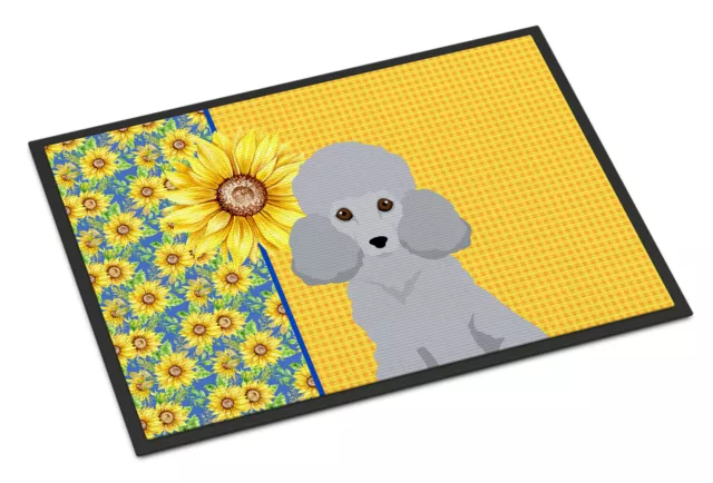 Summer Sunflowers Toy Silver Poodle Indoor Outdoor Mat 18x27 WDK5465MAT