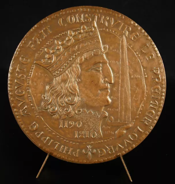 Medalla Felipe II Auguste Rey El Primer Louvre 1971 81 MM Monumento Historia