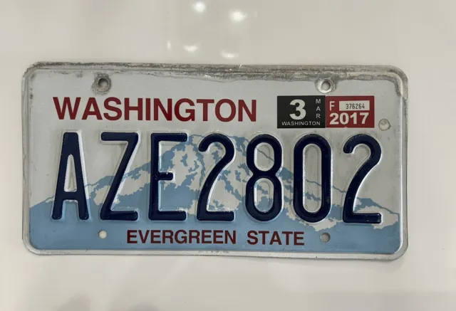 Washington Evergreen State Expired 2017 License Plate Mountains With Stickers