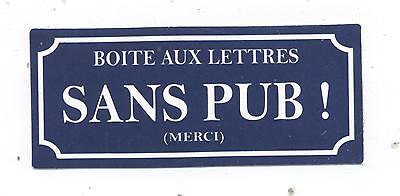 1 Autocollant Sticker Boite Aux Lettres Sans Pub ! 7X3,5 Cm Stop Publicite