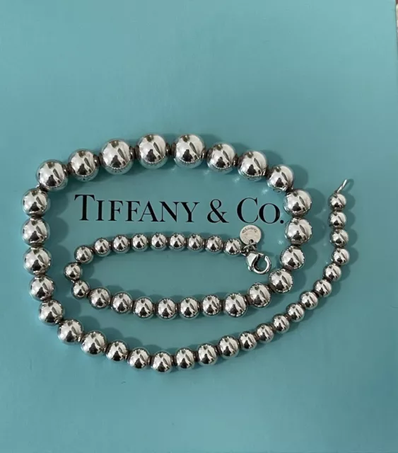 Authentic Tiffany & Co. Graduated Bead Ball Necklace 16” Vintage Tiffany