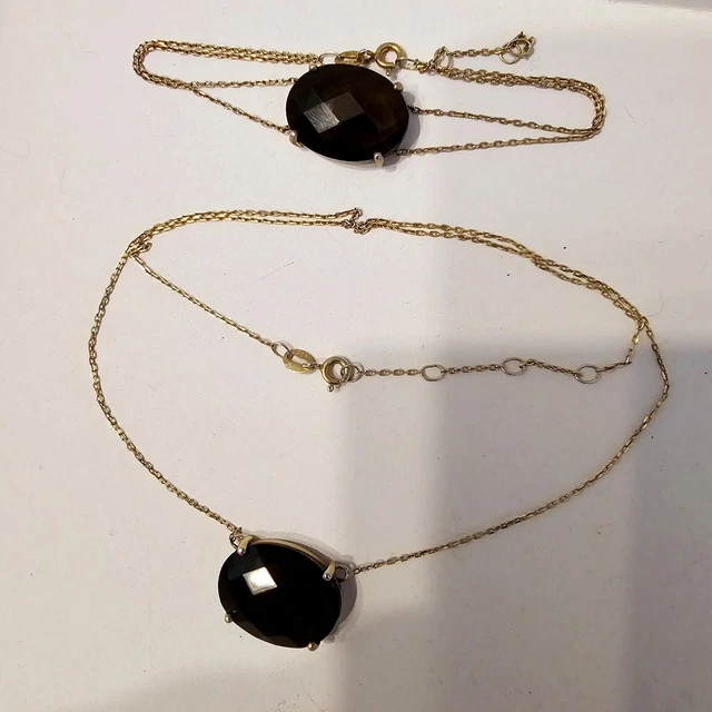 Parure Bijoux Collier Bracelet Plaque Or 18k 750 Et Pierre Verte | Occasion | Argent Massif