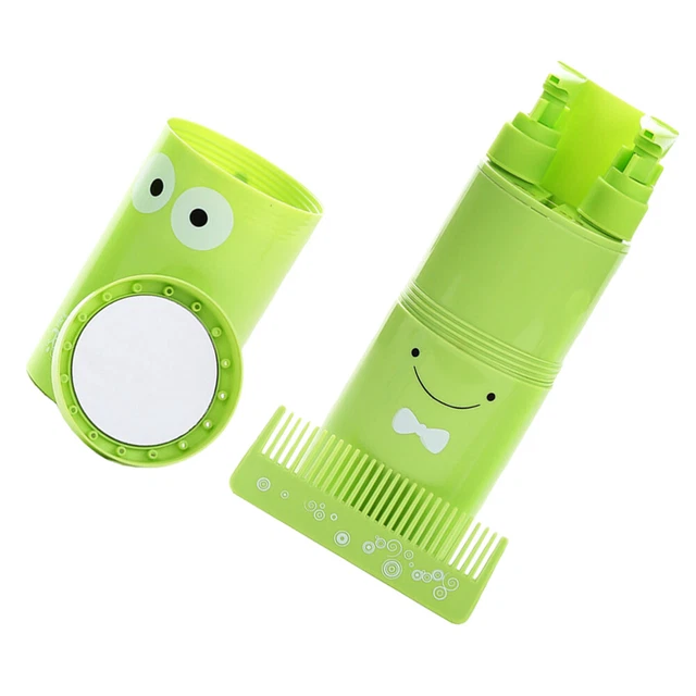 Set Astuccio Porta-Spazzolino e Bicchiere da Dentifricio Portatile - Astuccio in Plastica per Spazzolino da Viaggio e Casa - Contenitore per Dentifricio (ambra oro
