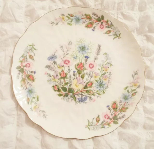 Unused vintage Aynsley floral 26cm fine bone china cake serving plate