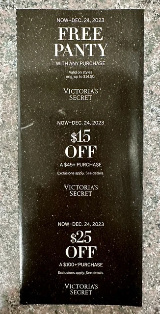 Victoria’s Secret PINK Coupons - Panty/$15 off $45/$25 off  $100 - Exp 12/24/23