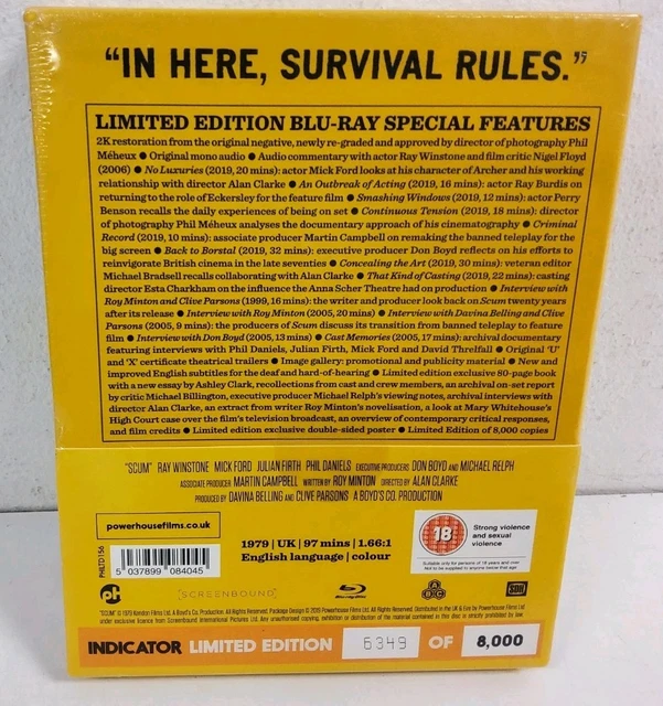 Scum Ray SCUM- LIMITED 40TH Anniversary Edition Bluray - Ray Winstone(HV1.0341 ...
