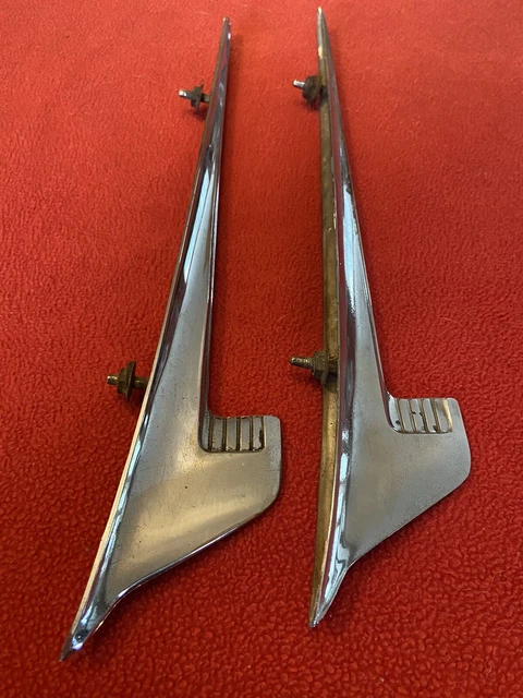 Pair Original Chrome Cadillac Hood Spear Ornaments