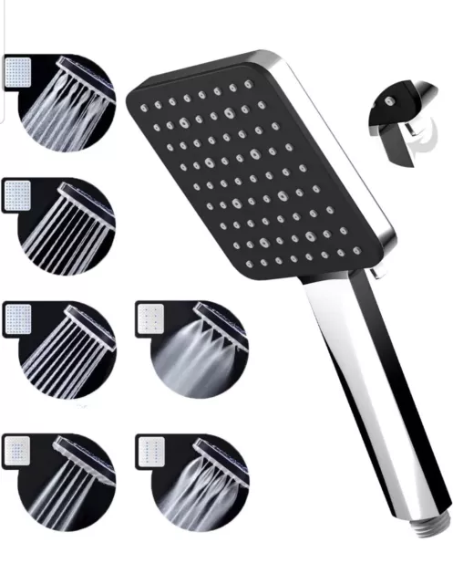 Shower Head High Pressure, Power Shower Head with 6 Modes Without Hose Universal