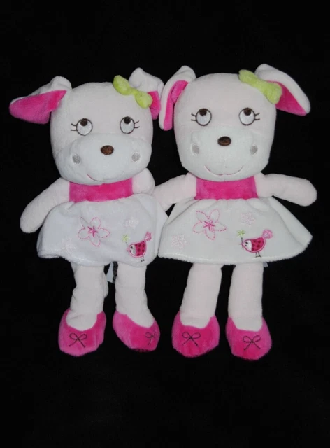 doudou chien lapin rose écru BABYSUN