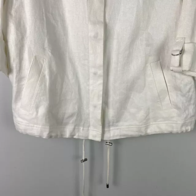 Chico's Short Linen Utility Jacket 2P US PL 3/4 Sleeves Snap Front Alabaster 3