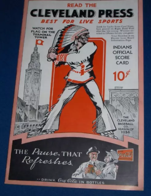 1936 NY Yankees vs Cleveland Indians Scorecard Program Scored Dimaggio Gehrig